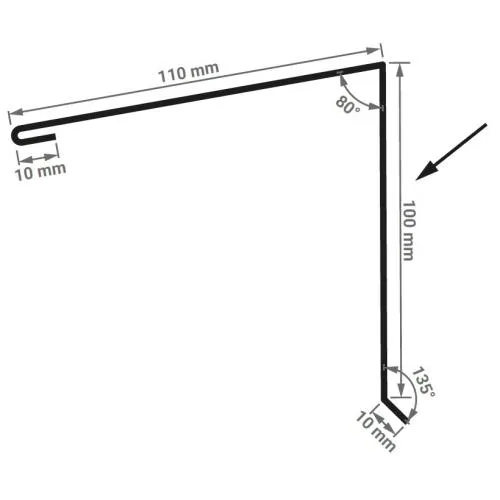 Pultblech 2 m - 100 x 110 mm - 0,50 mm - 25 µm Polyester